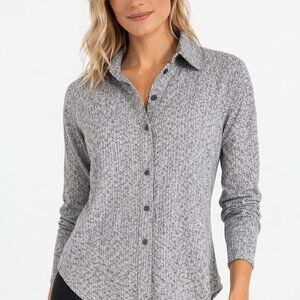 Athleta Braiden Shacket Size XS Pocket Black White Textured Shirt Buttons